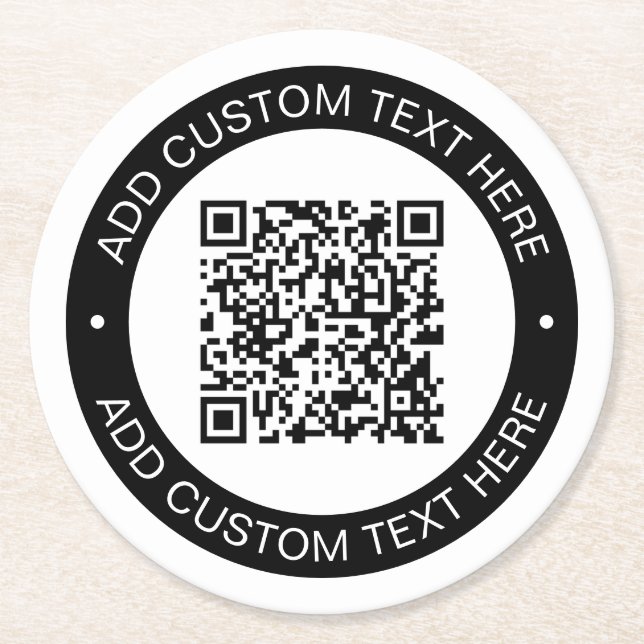 Replace with Your Own Uploaded QR code or Image Round Paper Coaster (Front)