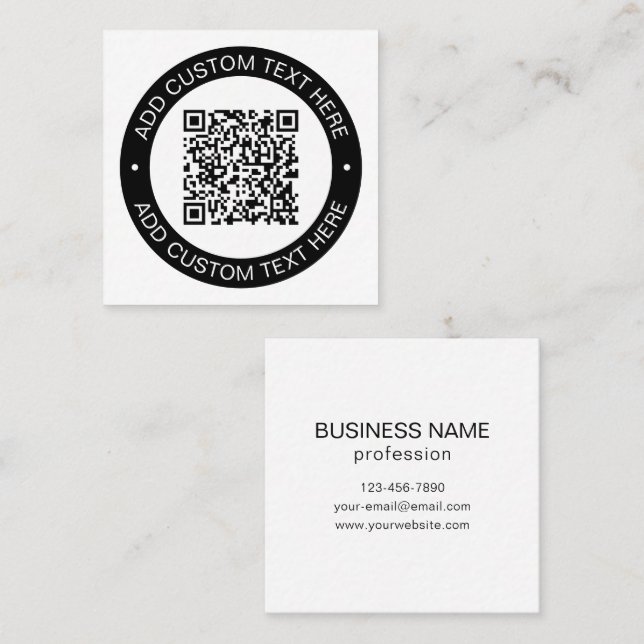 Replace with Your Own Uploaded QR code or Image Square Business Card (Front/Back)