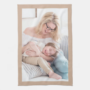 Replace With Your Photo, Tan Border Tea Towel