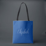 Replace Your Name Or Text Template Deep Blue Tote Bag<br><div class="desc">Replace Your Script Name Text Here Elegant Modern Minimalist Design Typography Template Deep Blue Shopping Shoulder Tote Bag.</div>