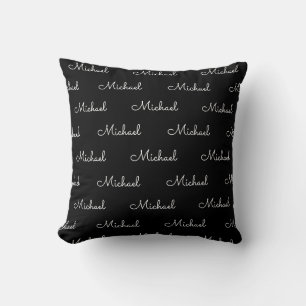 Replace Your Name Template Typography Black White Cushion