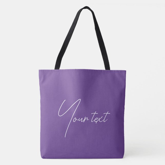 Replace Your Name Text Purple Typography Large Tote Bag (Front)