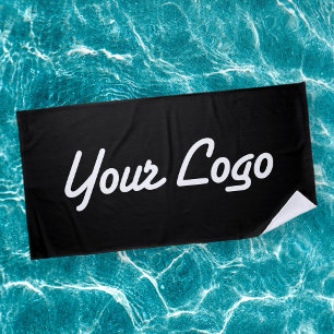 Replaceable logo Add Your Own Logo   Black Beach Towel