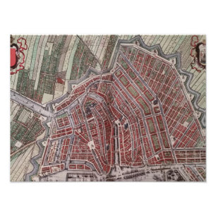 Replica city map of Amsterdam 1652 Photo Print