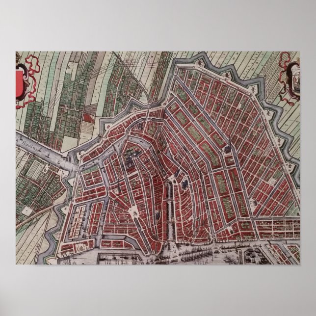 Replica city map of Amsterdam 1652 Poster (Front)