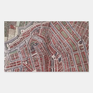 Replica city map of Amsterdam 1652 Rectangular Sticker