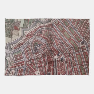 Replica city map of Amsterdam 1652 Tea Towel