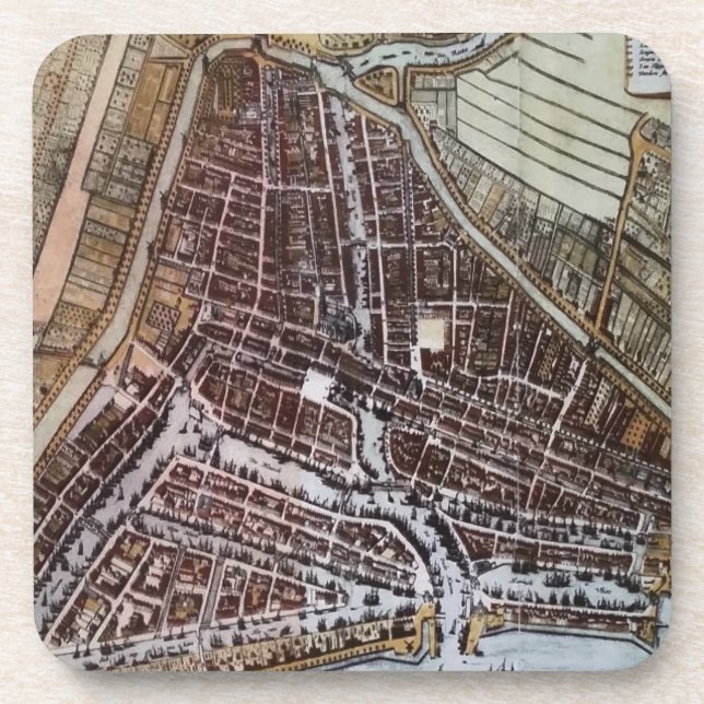 Replica city map of Rotterdam 1652 Coaster (Front)