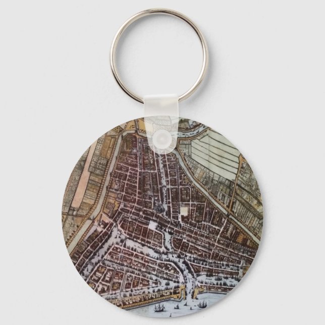 Replica city map of Rotterdam 1652 Key Ring (Front)