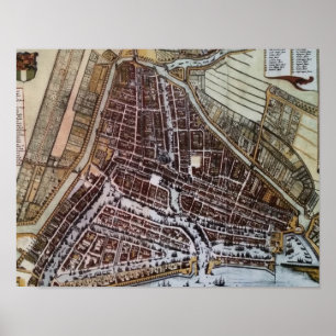 Replica city map of Rotterdam from 1652 Poster
