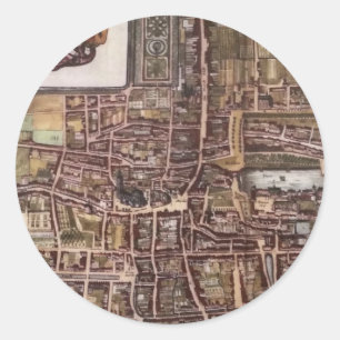 Replica city map of The Hague 1649 Classic Round Sticker