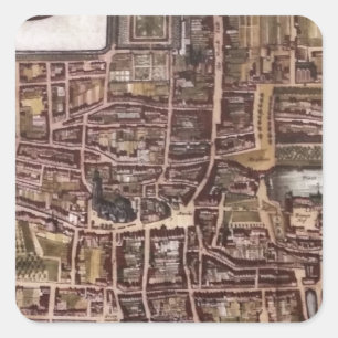 Replica city map of The Hague 1649 Square Sticker