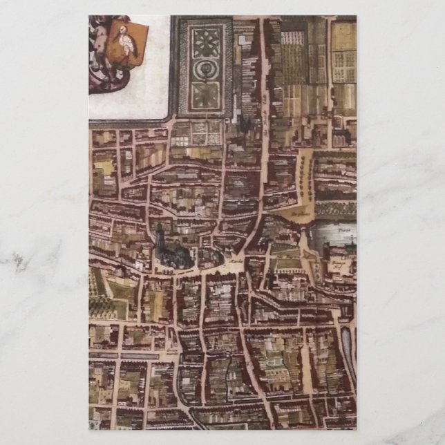 Replica city map of The Hague 1649 Stationery (Front)