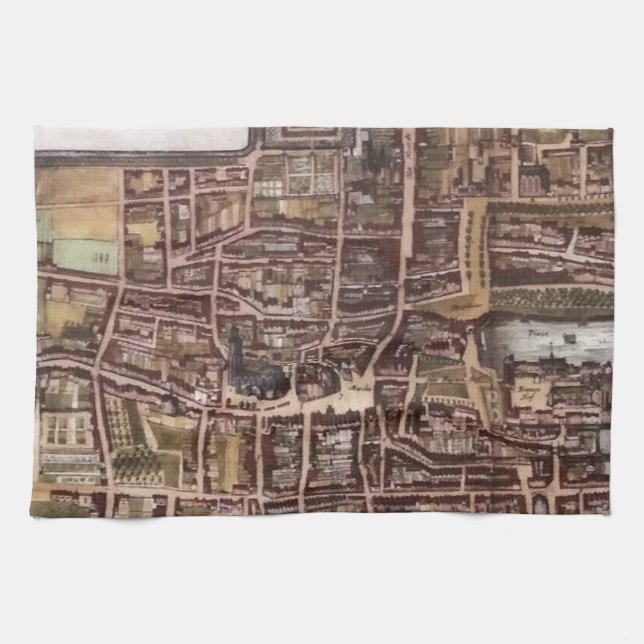 Replica city map of The Hague 1649 Tea Towel (Horizontal)