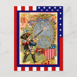 Replica Vintage 4th of July, Boy soldier uniform Postcard