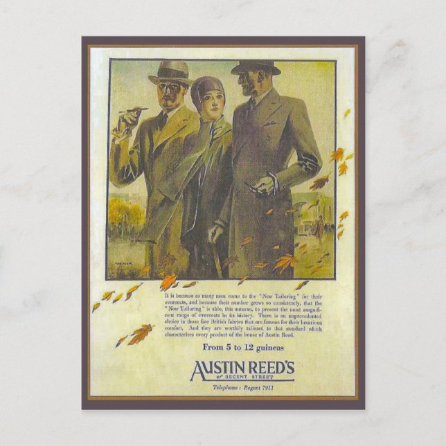 Replica Vintage advertising, Austin Reed, coats Postcard (Front)