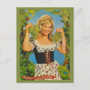 Replica Vintage advertising, Bavarian girl, grapes Postcard