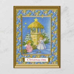 Replica vintage Christmas card, 1930s Holiday Postcard