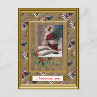 Replica vintage Christmas card, 1930s Holiday Postcard