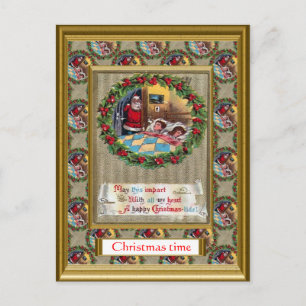 Replica vintage Christmas card, 1930s Holiday Postcard