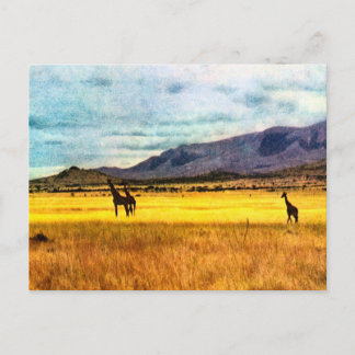 Replica Vintage Giraffe on steppes of Tanganyika Postcard