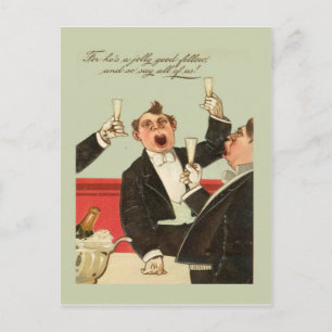 Replica Vintage postcard, Jolly good fellow Holiday Postcard