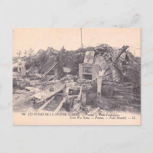Replica Vintage Remains of a field hospital Postcard (Front)