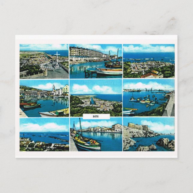 Replica vintage, Sete, South of France Postcard (Front)