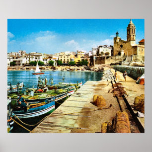 Replica Vintage Spain,  Sitges waterfront Poster