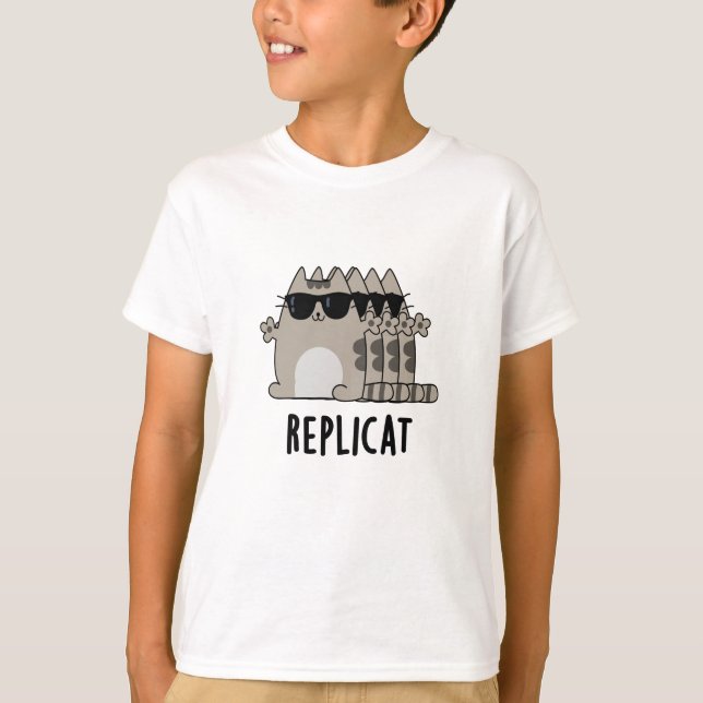 Replicat Funny Replicated Cat Pun  T-Shirt (Front)