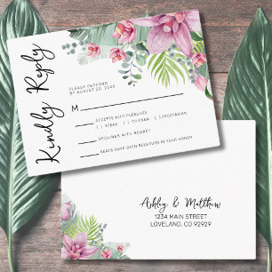 Reply Floral Tropical Wedding Enclosure Card