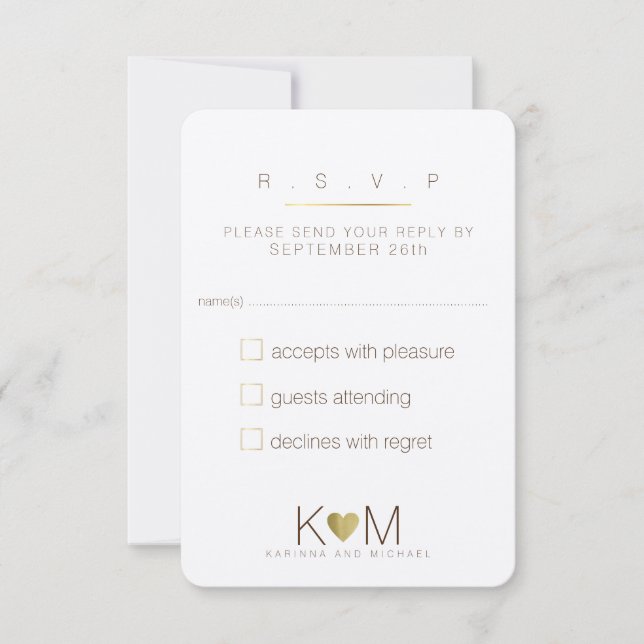 reply, respond rsvp classy wedding card (Front)