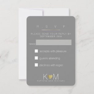 reply, respond rsvp elegant grey wedding party card