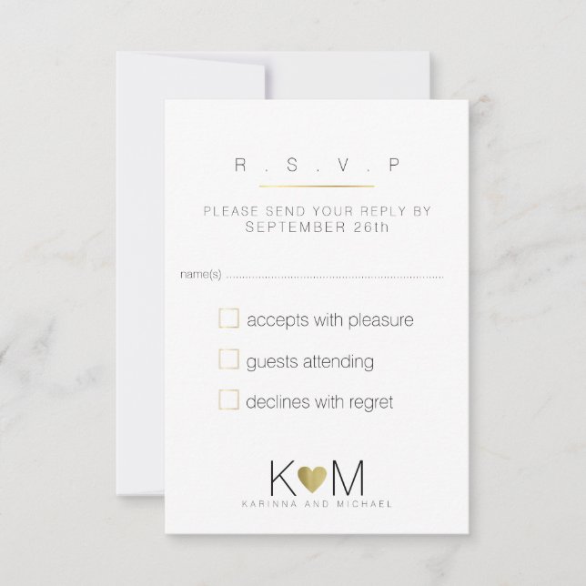 reply, respond rsvp elegant, white & clear wedding (Front)