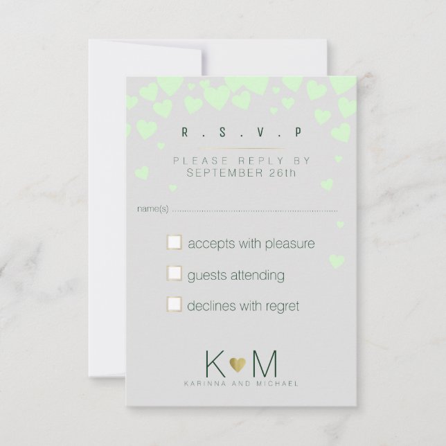 reply respond rsvp . romantic love wedding card (Front)