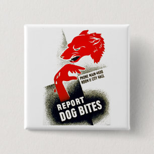 Report Dog Bites 15 Cm Square Badge