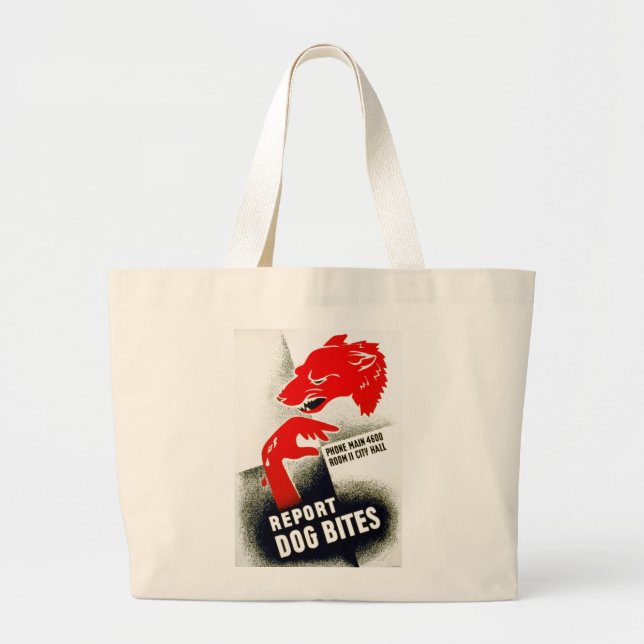 Report Dog Bites Large Tote Bag (Front)