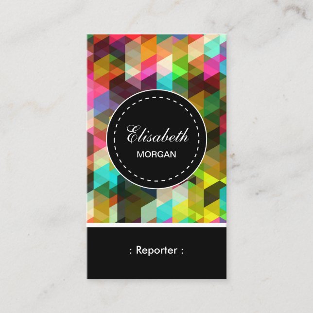 Reporter- Colourful Mosaic Pattern Business Card (Front)