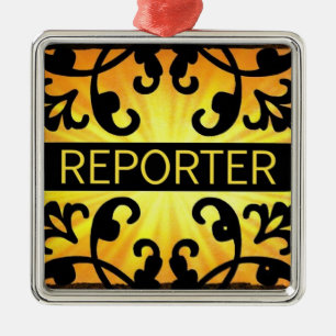 Reporter Damask Christmas Ornament