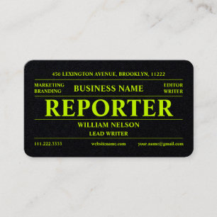 Reporter Journalist  Business Card