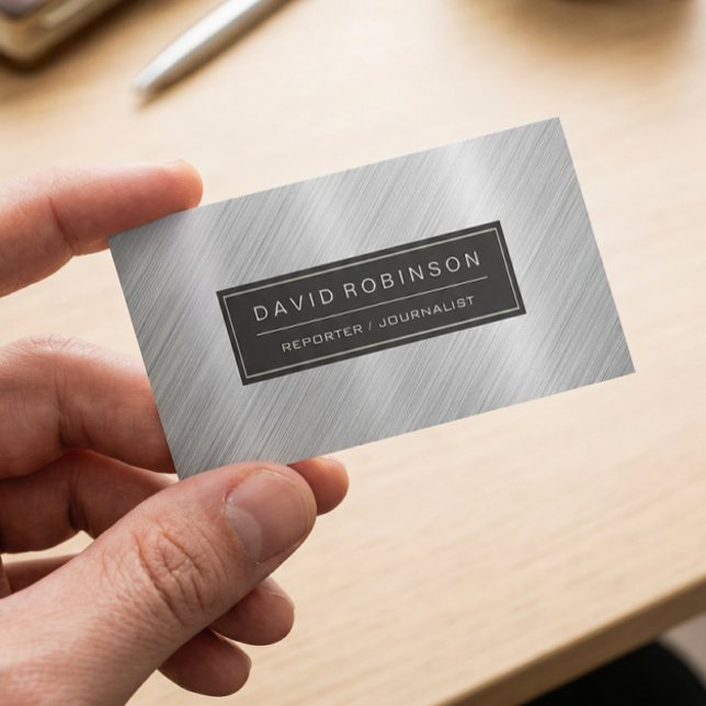 Reporter Journalist - Modern Brushed Metal Look Business Card (Creator Uploaded)