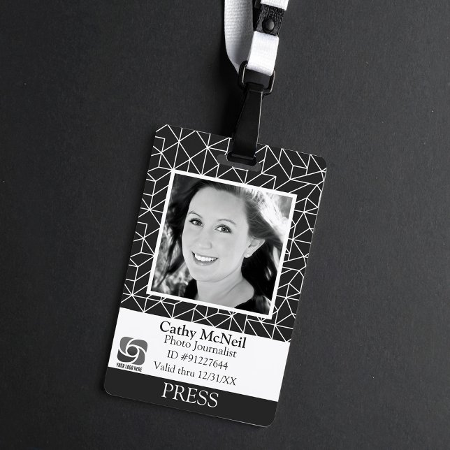 Reporter Photographer Black White Modern Press ID ID Badge (Creator Uploaded)