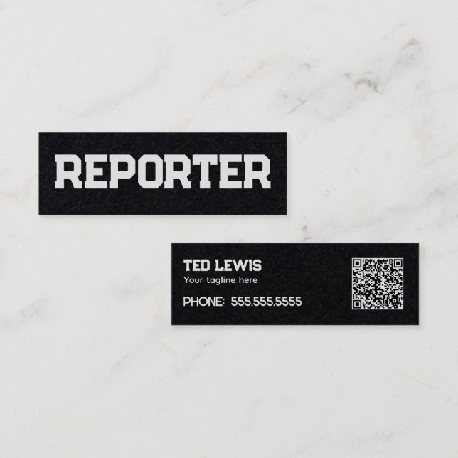 Reporter Simple QR Mini Business Card (Front/Back)