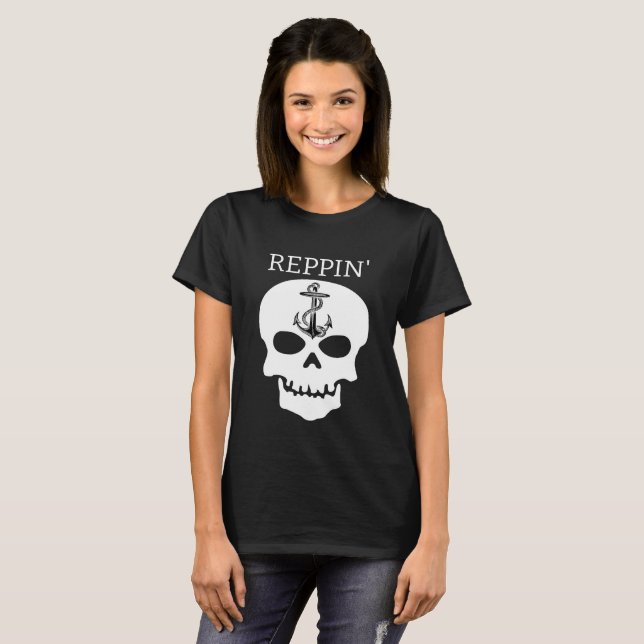 Reppin' The East Coast skull Lighthouse Route T-Sh T-Shirt (Front Full)