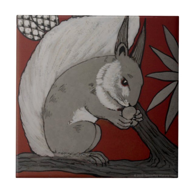 Repro Antique Minton Staffordshire Red Squirrel Tile (Front)