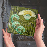 Repro Art Nouveau Floral Tile<br><div class="desc">Reproduction: Gorgeous Art nouveau Tile design. Great for your fireplace tiles. Not intended for outdoor use. Our tiles are reproductions of costly authentic original antique tiles. We suggest that you order one tile to review before placing a large order. This is a pretty design tile go with every colour scheme....</div>