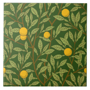 Repro Arts & Crafts Fruit Oranges on Dk Green Tile