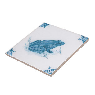 Repro Blue and White Flog Delft Tile