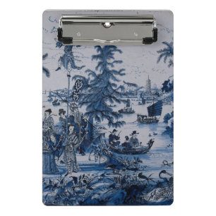Repro Chinoiserie Delft Blue and White Tile Mini Clipboard