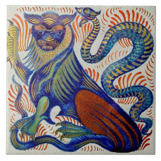 Repro De Morgan Lion & Snake Tour de Force Tile (Front)